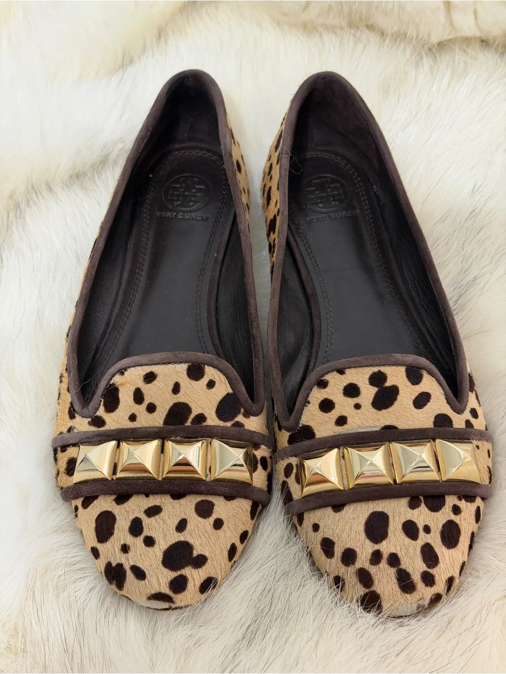 Tory Burch Studded Asher Loafer Animal Print Cheetah Pony Hair Flats 9 M $250